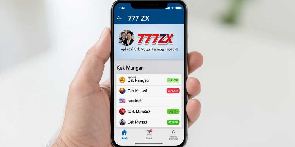 Tampilan antarmuka aplikasi Cek Mutasi 777ZX yang user-friendly.