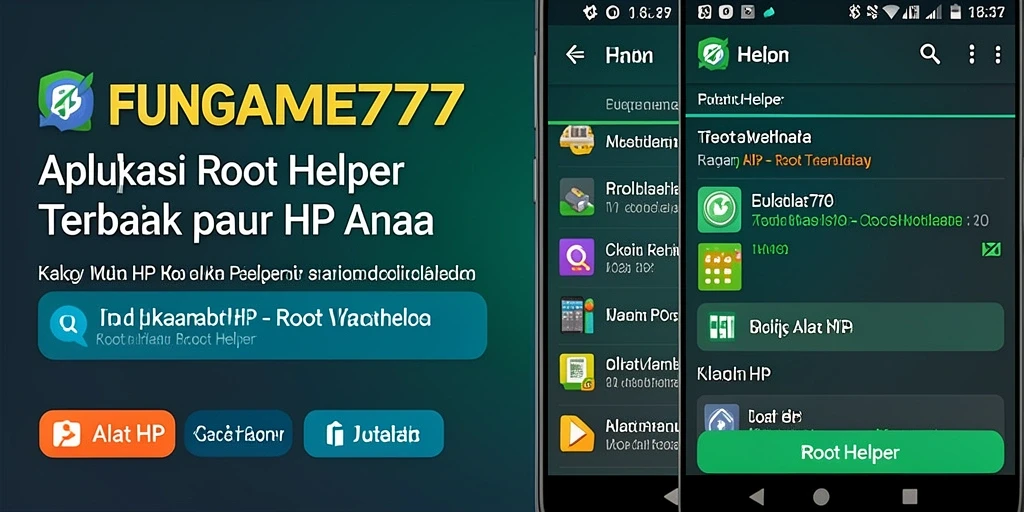 Tampilan antarmuka aplikasi FUNGAME777 untuk mengelola akses root.