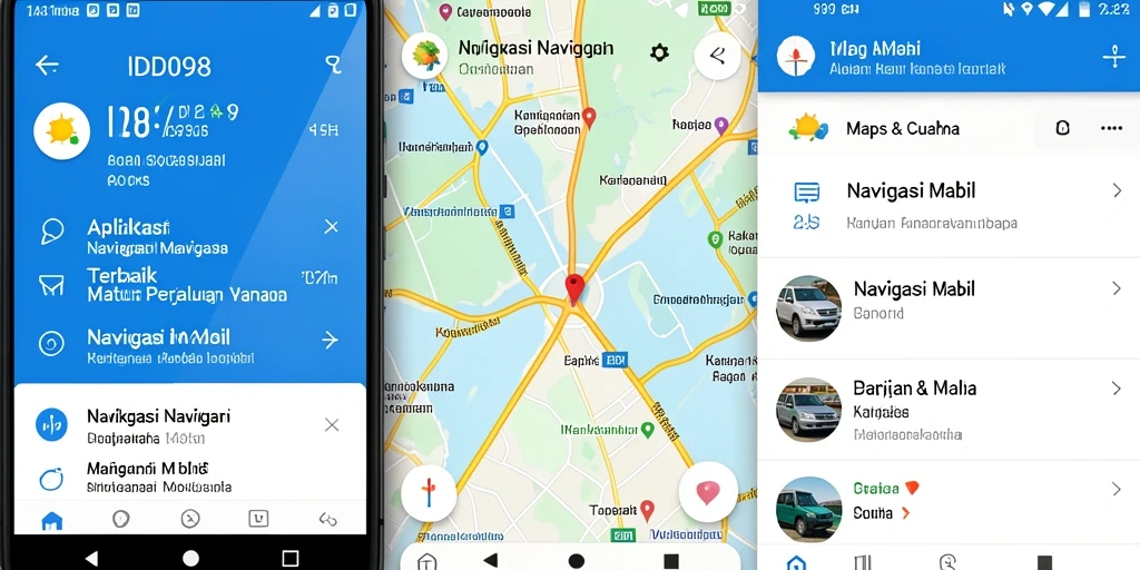 Tampilan antarmuka aplikasi ID098 dengan fungsi navigasi mobil yang efisien.