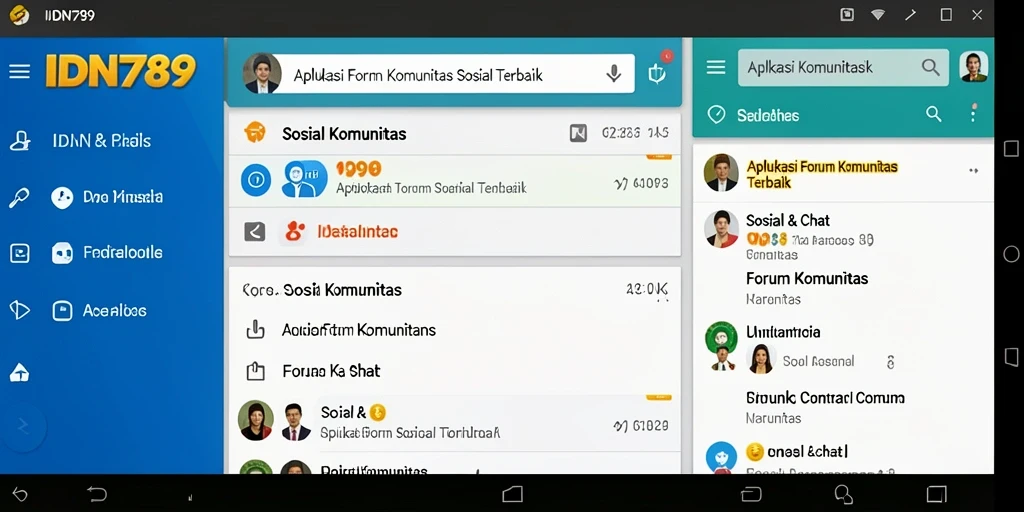 Tampilan antarmuka pengguna aplikasi Forum Komunitas IDN789.