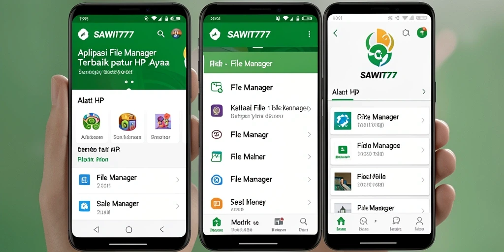 Tampilan antarmuka pengguna aplikasi File Manager SAWIT777 yang modern dan intuitif.