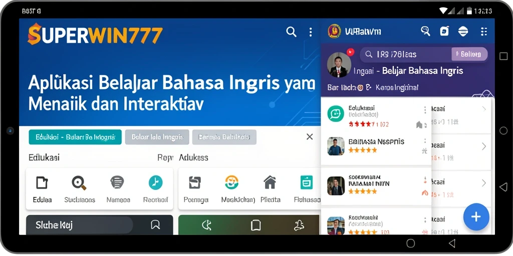 Tampilan antarmuka <strong>SUPERWIN777</strong> yang interaktif dan menarik untuk belajar bahasa Inggris.