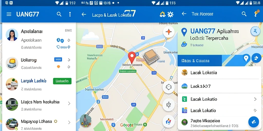 Tampilan antarmuka UANG77 dengan fungsi Lacak Lokasi yang jelas.