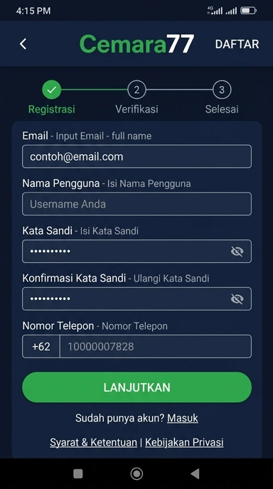 Buat Akun Baru Cemara77 untuk Pengguna Android